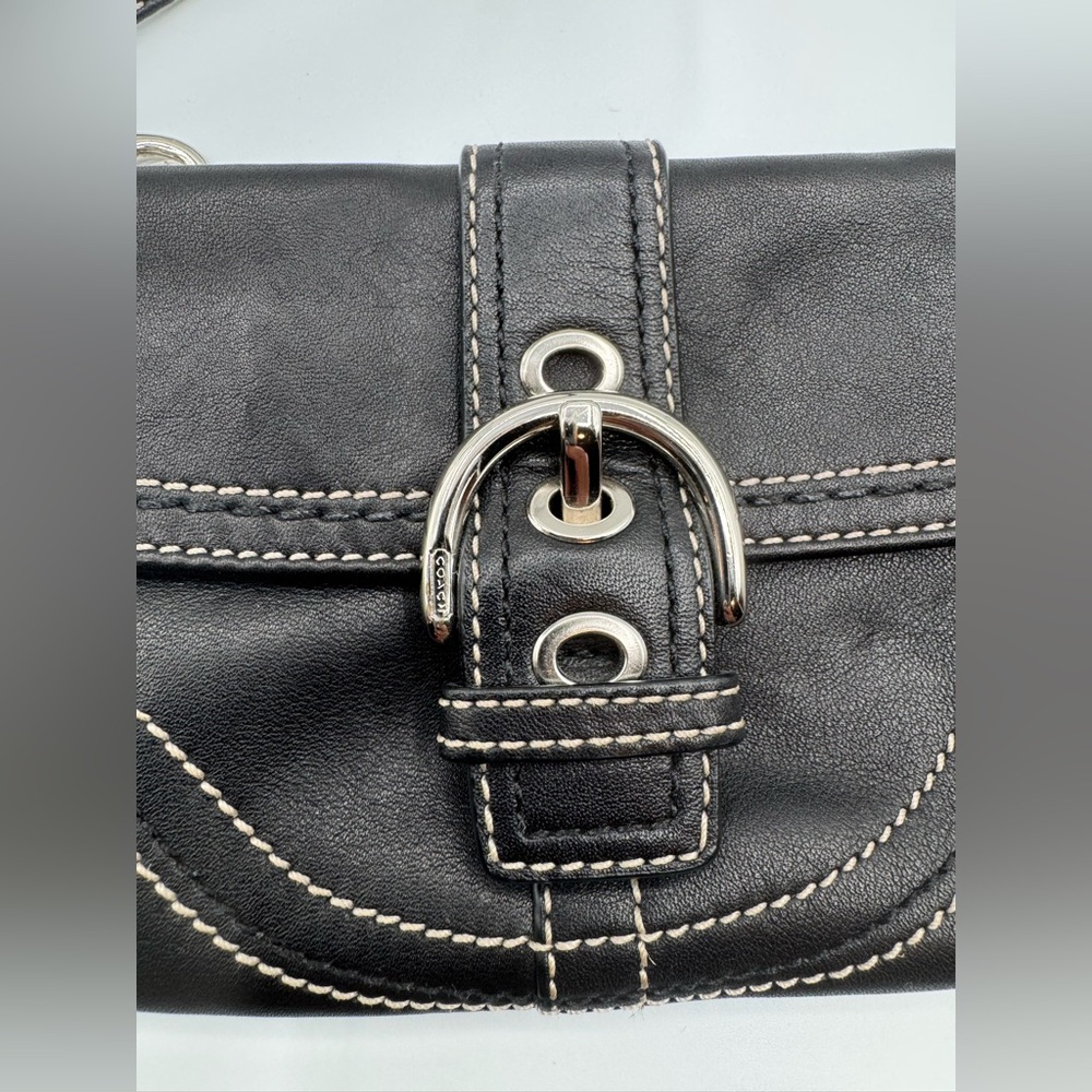 Coach Black SOHO Leather Wristlet with Buckle Detail | Very Good Condition - Picture 6 of 11